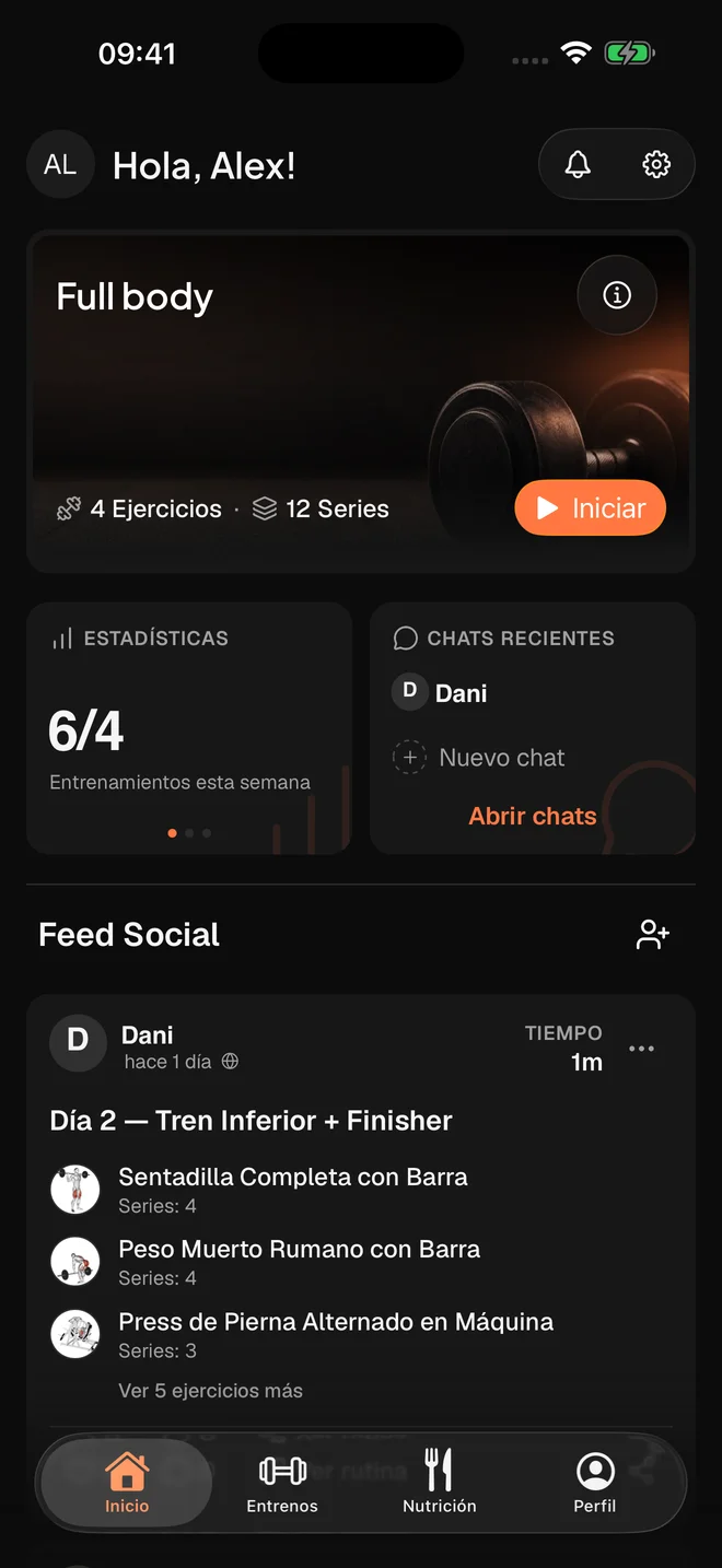 Inicio de MuscleApp