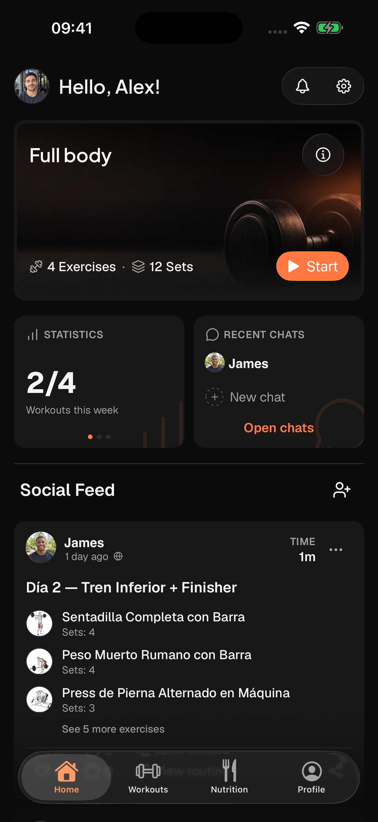 MuscleApp home