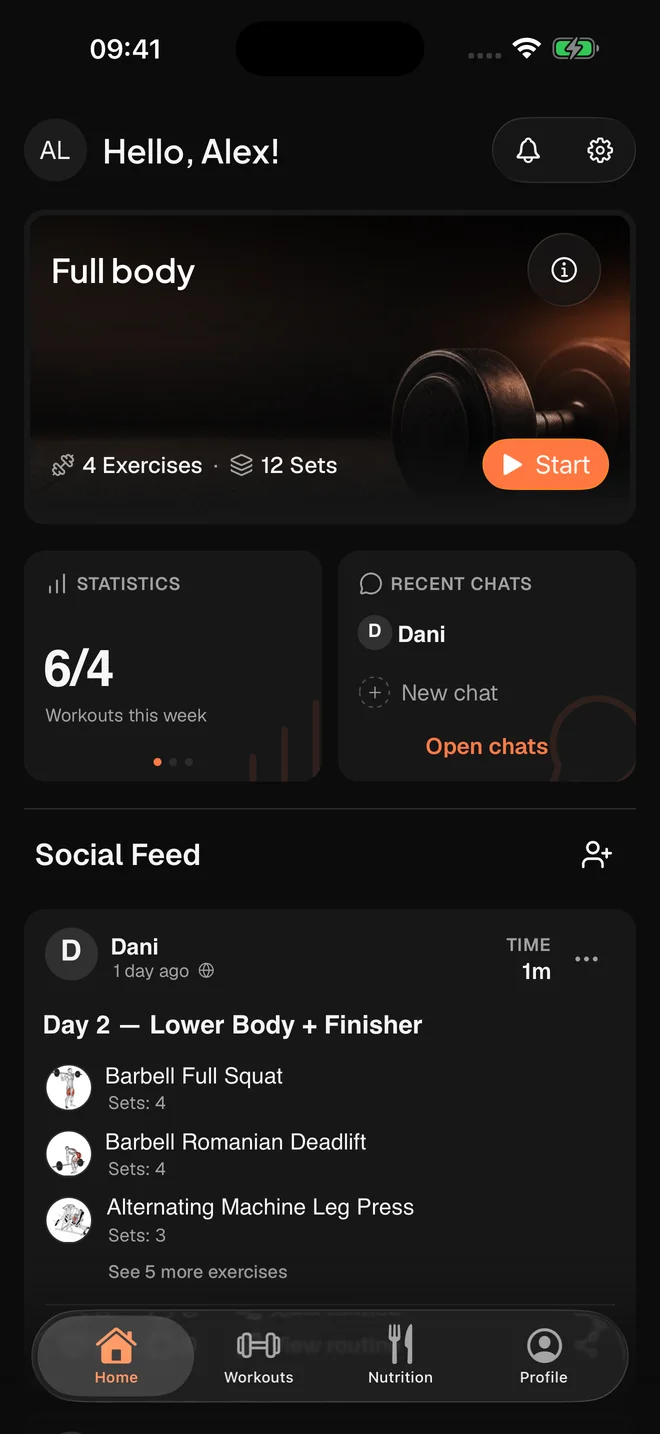 MuscleApp home