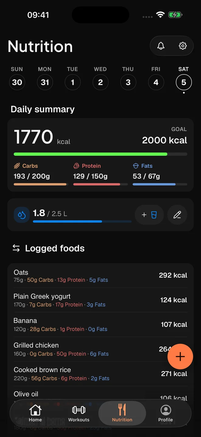 Nutrition in MuscleApp