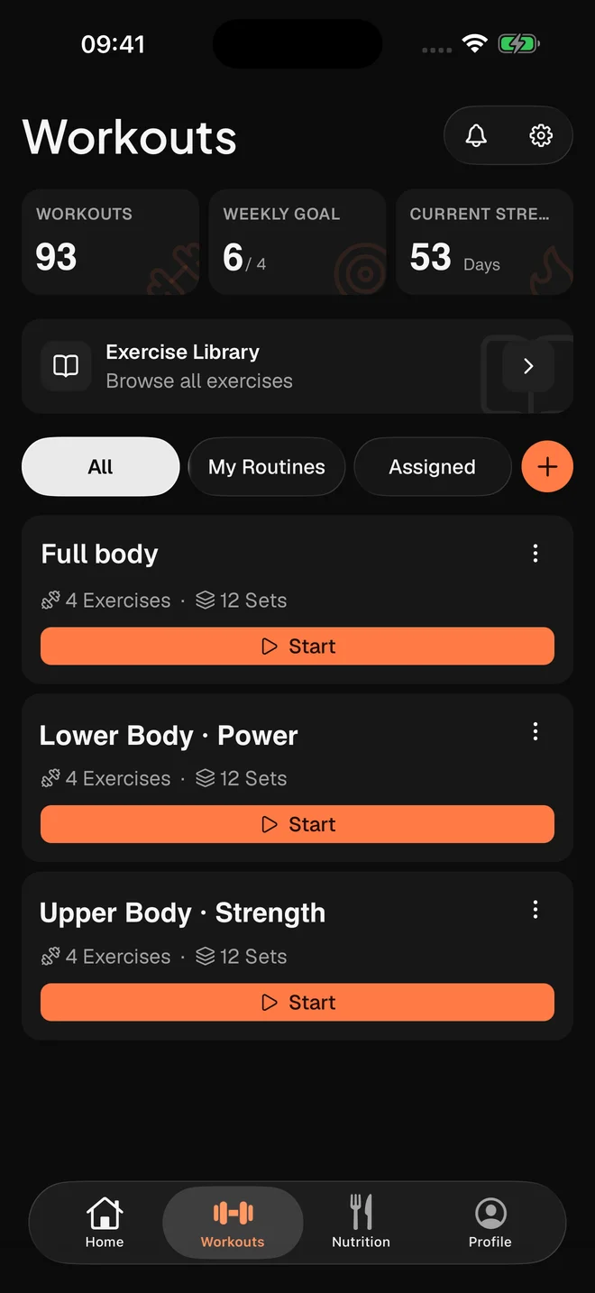 Routines in MuscleApp